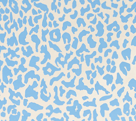 China Seas Fabric: Zeze Leopard - Custom French Blue on Ivory Dupioni Silk