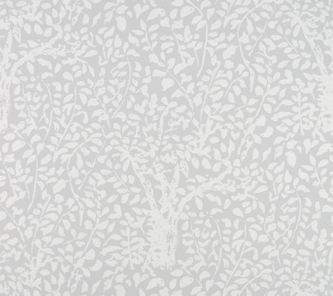 China Seas Wallpaper: Arbre de Matisse Reverse - Custom Sterling Gray on White Paper (5 yard minimum)