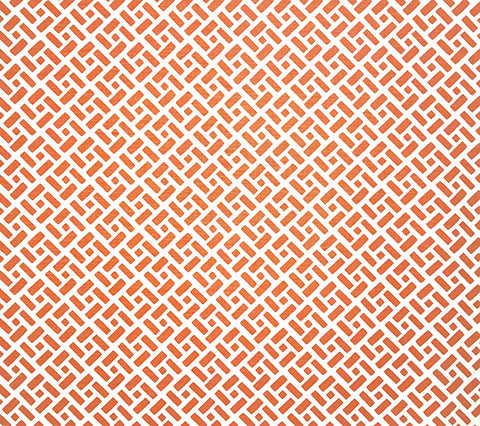 China Seas Fabric: Edo II - Custom New Shrimp on White Belgian Linen/Cotton