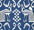 China Seas Fabric: Bali II - Custom New Navy on White Belgian Linen / Cotton