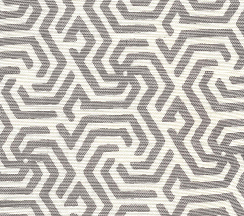 China Seas Fabric: Maze Reverse One Color - Custom Grey on Tinted Belgian Linen / Cotton