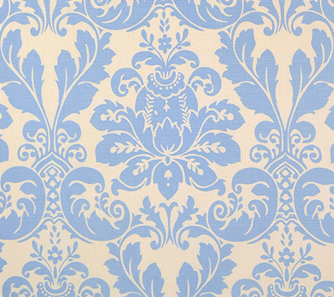 Quadrille Fabric: Monty II - Custom China Blue on Tinted Belgian Linen / Cotton
