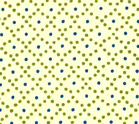 Quadrille Fabrics: Melissa - Custom Multi Blue / Green on Yellow Cotton