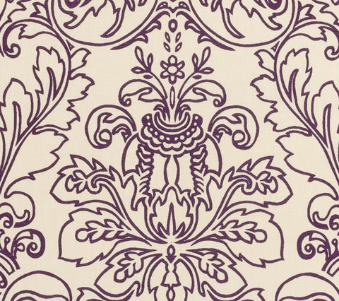 Quadrille Fabric: Monty Outline - Custom Purple on Tinted Belgian Linen / Cotton
