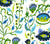 Quadrille Fabric: Uzbek Large Scale - Multi Blues / Green / Royal on White Belgian Linen / Cotton