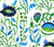 Quadrille Fabric: Uzbek Large Scale - Multi Blues / Green / Royal on White Suncloth