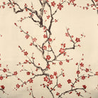 Branches with red flowers on a beige background