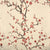 Branches with red flowers on a beige background