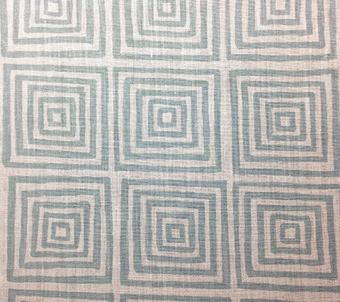 China Seas Fabric: Ziggurat - Custom Blue on White 100% Linen