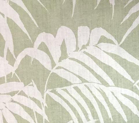 China Seas Fabric: Martinique Reverse - Custom Light Green on Tan 100% Belgian Linen detail