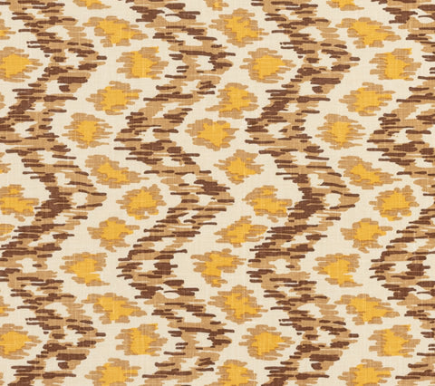 China Seas Fabric: Zizi Vertical - Custom Brown / Camel / Gold on Tinted 100% Linen