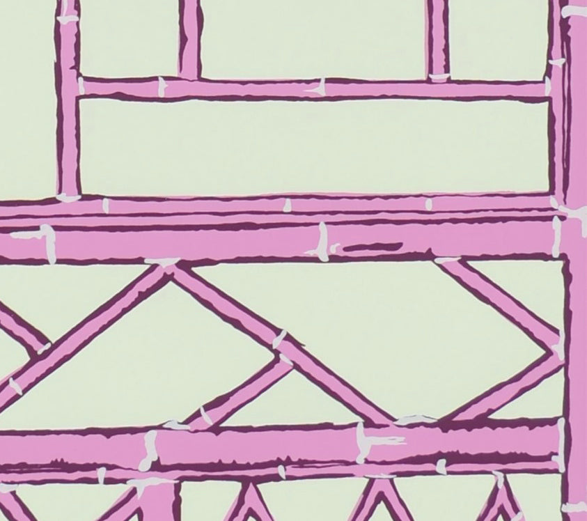 China Seas Wallpaper: Lyford Trellis - Custom Lilac / Purple on Off White Paper  detail