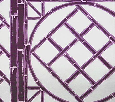 China Seas Wallpaper: Lyford Trellis - Custom Multi Purple on White Paper (5 yard minimum)