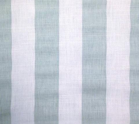 China Seas Fabric: Sand Bar Stripe - Custom Dusty Turquoise on White Belgian Linen / Cotton