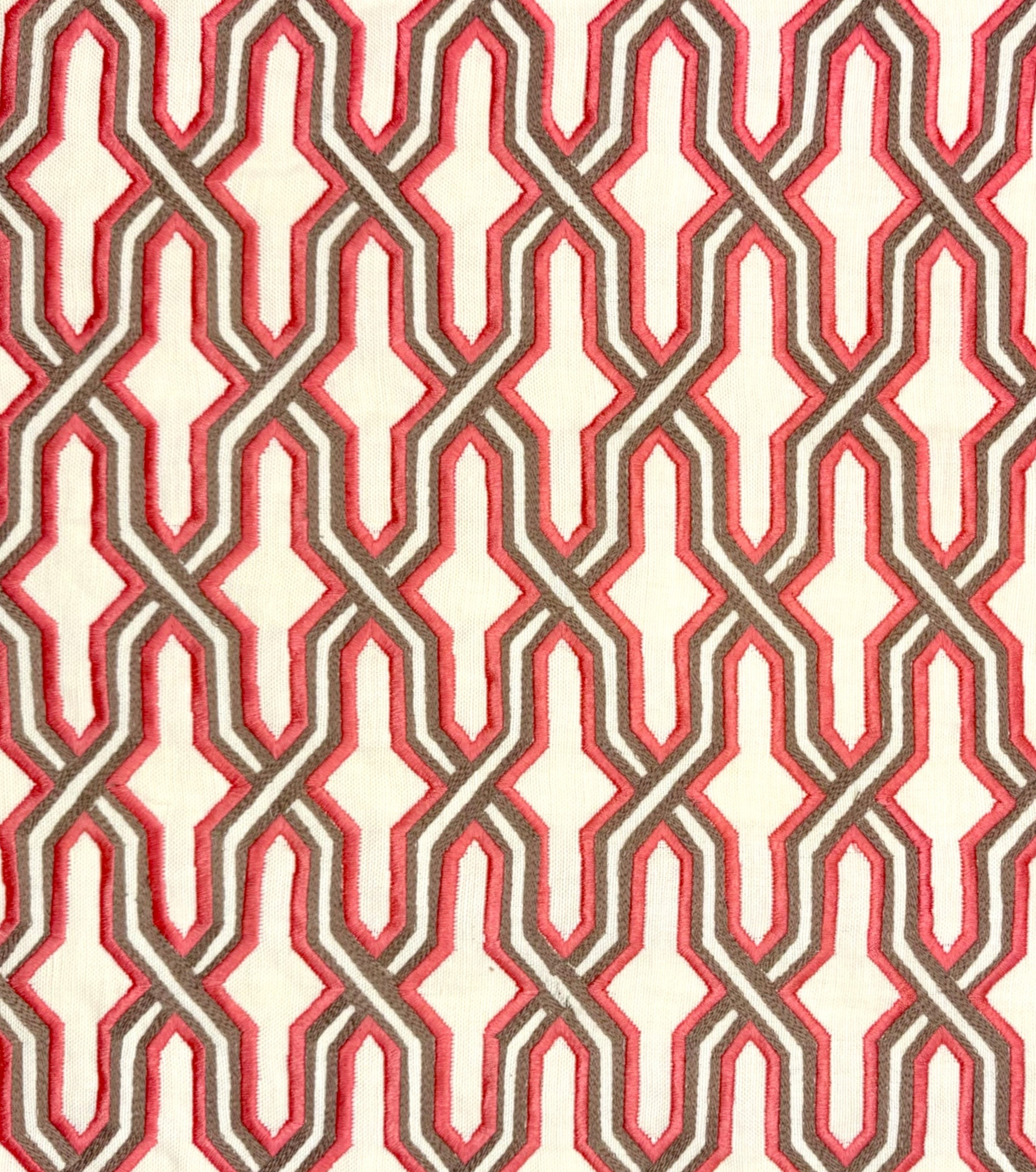 Geometric pattern with red and beige lines on a white background