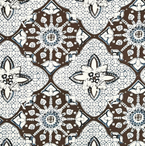 China Seas Fabric: Nitik II - Custom Agate / Slate on Tinted Belgian Linen / Cotton main image 1