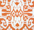 China Seas Fabric: Island Ikat - Custom Orange on White Belgian Linen / Cotton