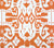 China Seas Fabric: Island Ikat - Custom Orange on White Belgian Linen / Cotton