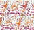 China Seas Fabric: Hulai Batik - Magenta / Orange on White Belgian Linen / Cotton