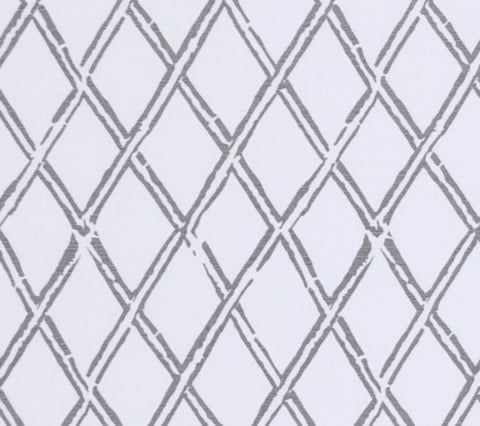 China Seas Fabric: Lyford Diamond Bamboo - Custom Steel Gray on White Belgian Linen/Cotton