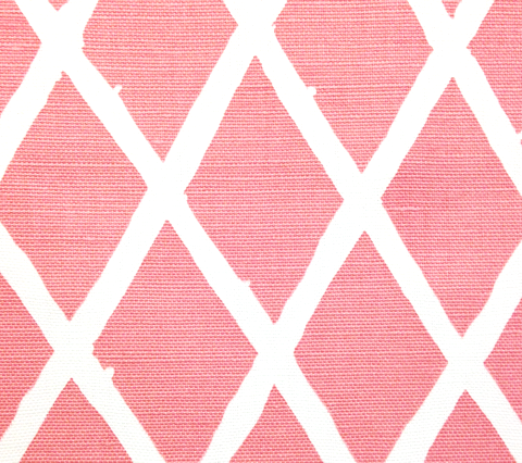 China Seas Fabric: Lyford Diamond Blotch - Custom Pink on White Belgian Linen / Cotton