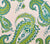 China Seas Fabric: Pasha Paisley - Custom Multi Greens on Tan Linen