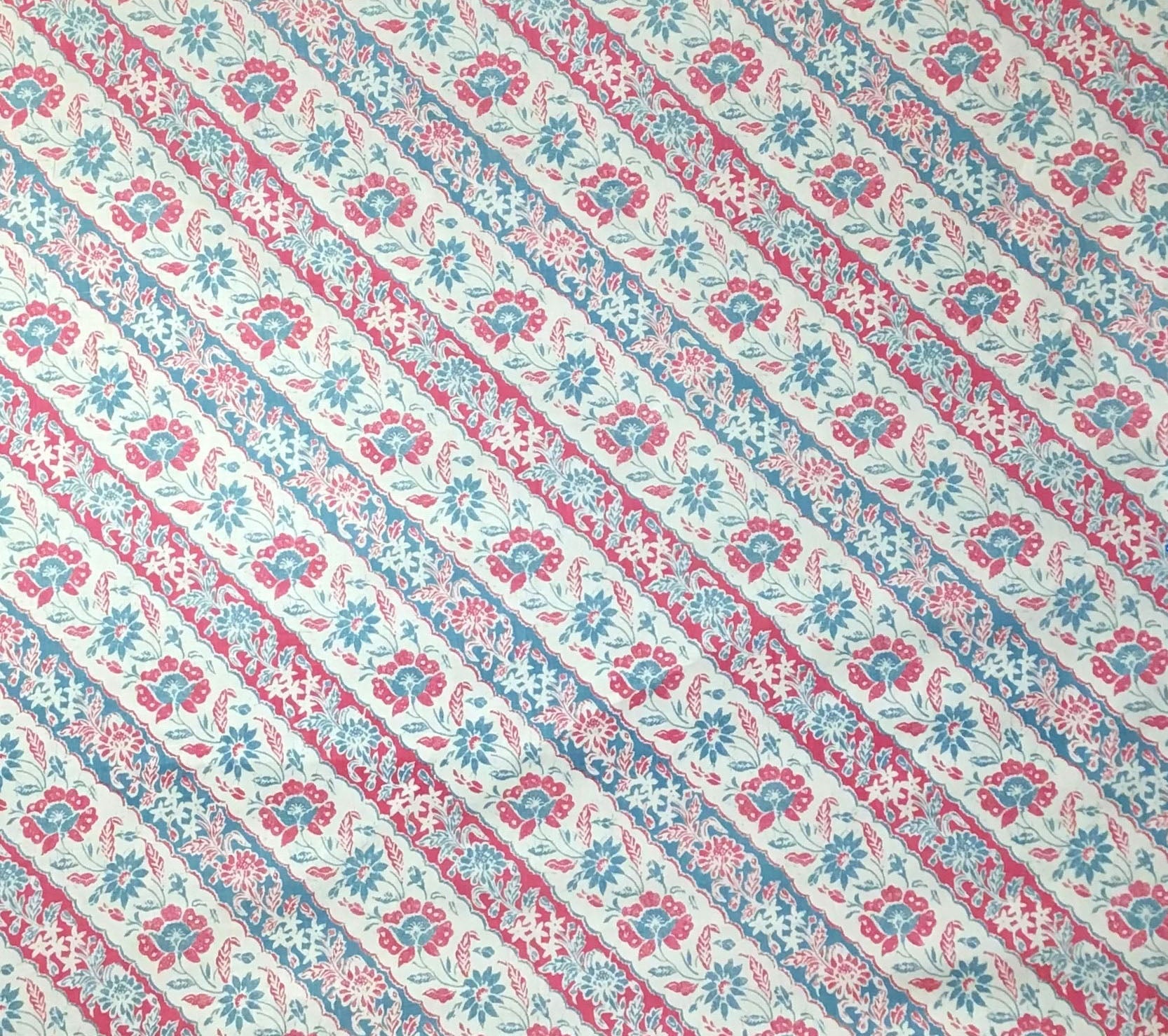 China Seas Fabric: Lim Diagonal - Custom Vapor / Magenta on Tan 100% Belgian Linen