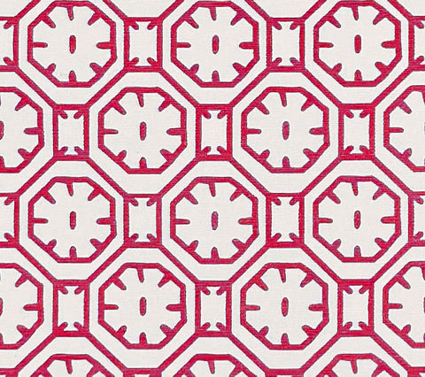 China Seas Fabric: Ceylon Batik - Custom Pink on White Suncloth (OUTDOOR)