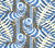 Alan Campbell Fabric: Ferns - Blues Beiges on White Linen / Cotton