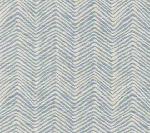 Alan Campbell Fabric: Petite Zig Zag - Custom Pale Blue on Tinted Belgian Linen / Cotton