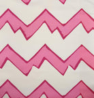 Pattern of pink and white chevron stripes on a textured fabric background