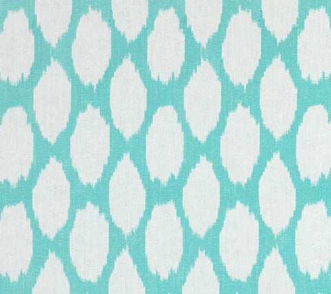Quadrille Fabric: Adras Reverse - Custom Turquoise on White Oyster Linen