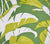 China Seas Fabric: Amazon - Custom Leaf / Lime / Blue on White Belgian Linen / Cotton