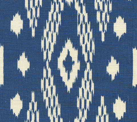 China Seas Fabric: Andros Batik - Custom New Navy on Tinted Belgian Linen / Cotton
