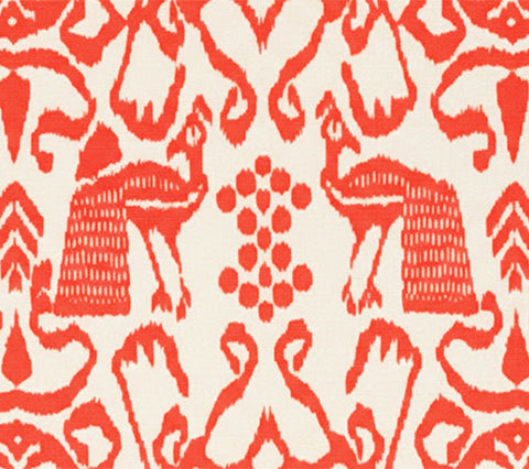 China Seas Fabric: Bali Isle - Custom Orange on Tinted Belgian Linen / Cotton