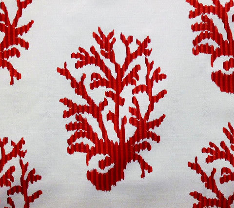 China Seas Fabric: Island Coral - Lyford Coral Two-Tone on Belgian Linen / Cotton