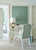 China Seas Fabric: Conga Line - Custom Pale Aquas on White Belgian Linen / Cotton