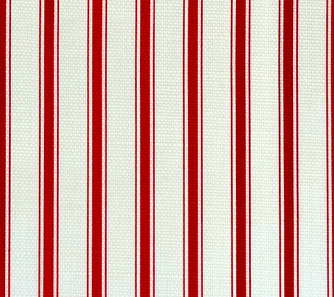 China Seas Fabric: Chapelle Stripe - Custom Red on White Belgian Linen / Cotton
