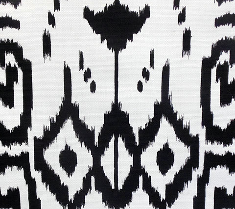 China Seas Fabric: Island Ikat - Custom Black on White Linen / Cotton