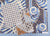 China Seas Fabric: Sunnyjim Geometric - Custom Multi Blues on Tinted Belgian Linen / Cotton
