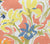 China Seas Fabric: Flowers II - Custom Multi Coral / Yellow / Green / Orange on Belgian Linen / Cotton