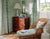 China Seas Fabric: Hawthorne - Tomato on Tan 100% Linen