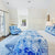 China Seas Wallpaper: Newport Rattan - Custom Blues on White Paper (FIVE YARD MINIMUM)