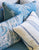 Quadrille Fabric: Palampore Stripe - Custom Multi Blues on Cream 100% Linen