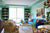 China Seas Fabric: Lyford Background - Custom Light Turquoise on White Belgian Linen / Cotton