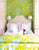 Quadrille Fabric: Paradise Background - Custom Pistachio Green on Tinted 100% Linen