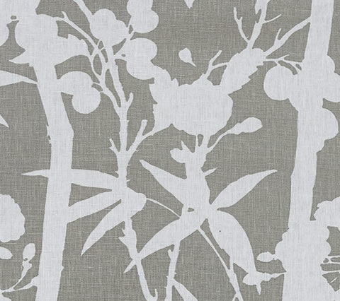 Quadrille Fabric: Enchanted Bamboo One Color - Custom Grey on White Linen