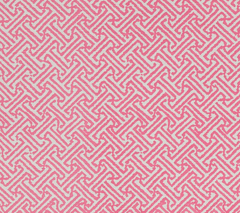 China Seas Fabric: Java Java - Custom Light Pink on White Belgian Linen / Cotton