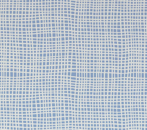 Alan Campbell Wallpaper: Criss Cross - Custom Sheer Romance Blue on Almost White Paper (FIVE YARD MINIMUM)