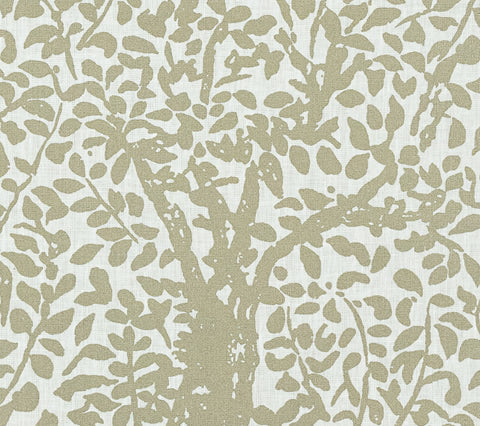China Seas Fabric: Arbre de Matisse - Custom Gold Metallic on Tinted 100% Linen